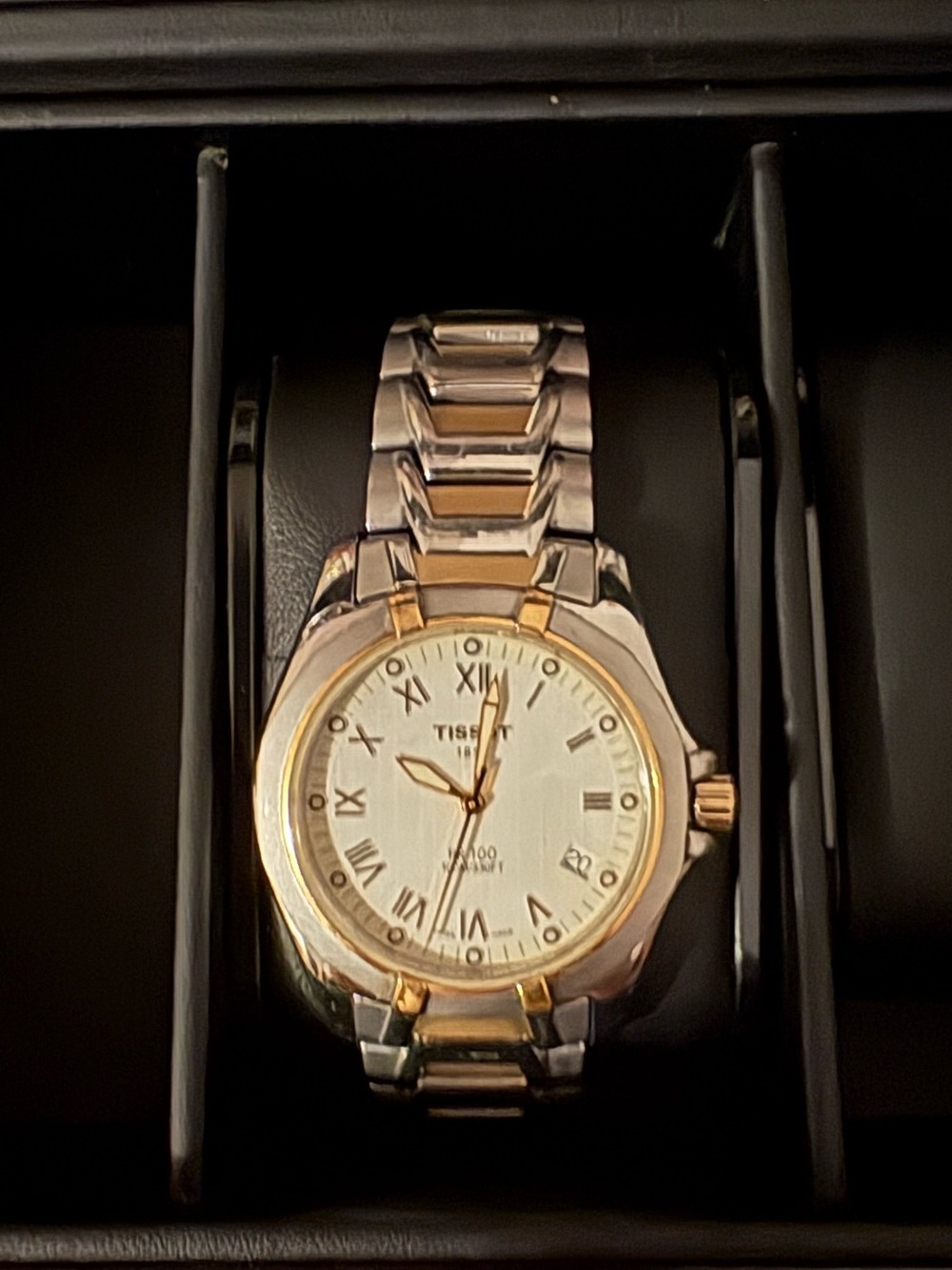 Tissot PR 100 Two-Tone Silver and Gold Bracelet Watch Size 7 wrist 680/760